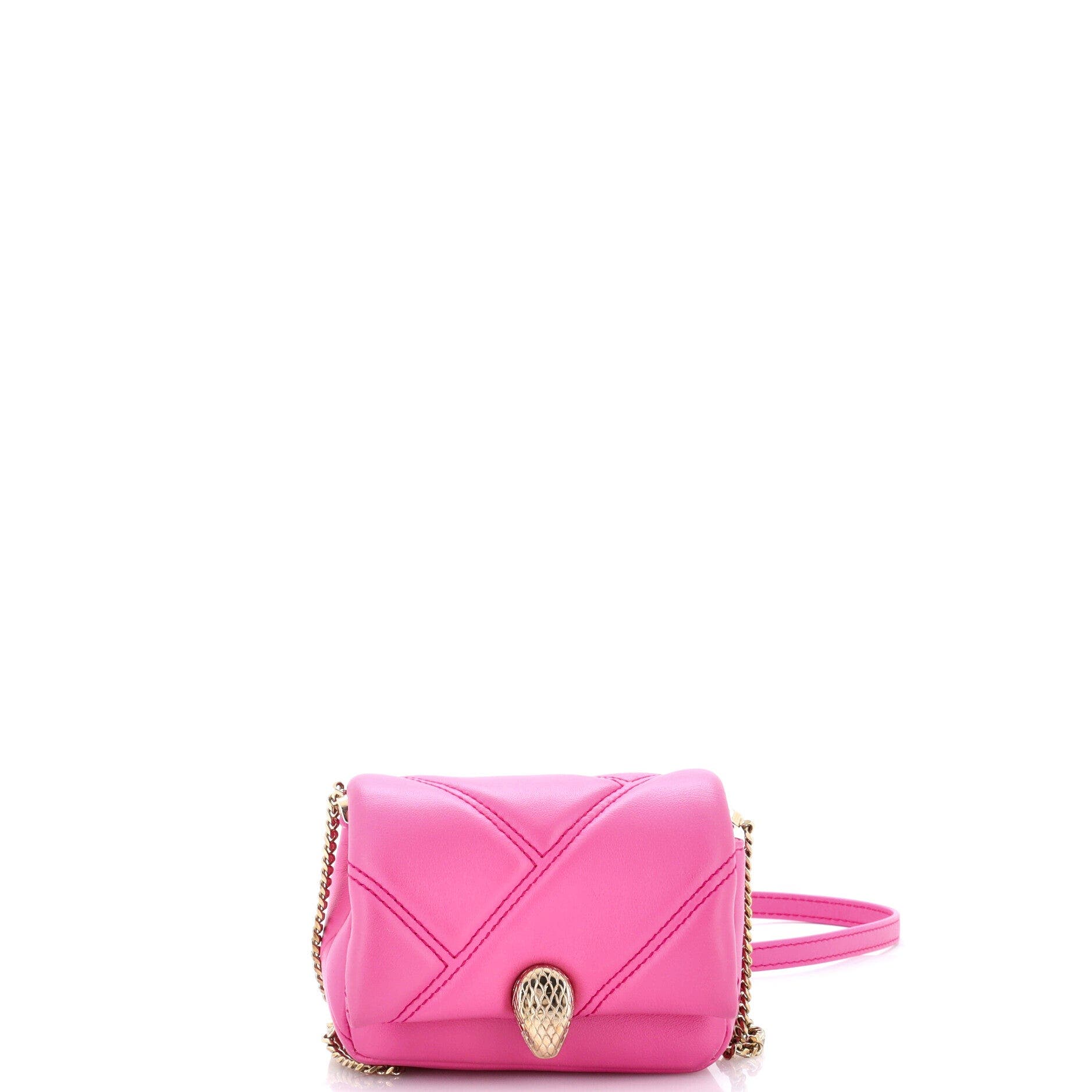 Serpenti Cabochon Shoulder Bag Diagonal Quilted Leather Micro, Main, color, Pink