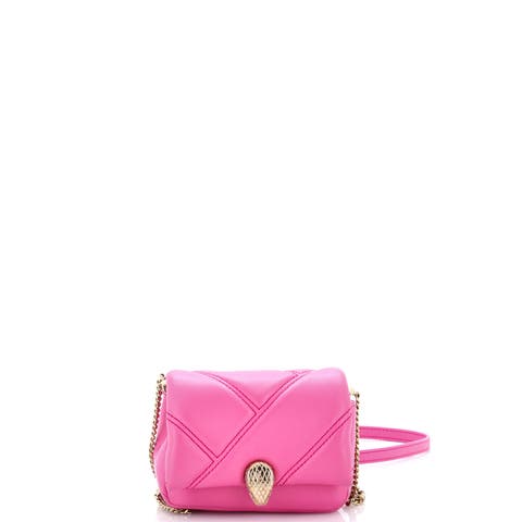 Serpenti Cabochon Shoulder Bag Diagonal Quilted Leather Micro