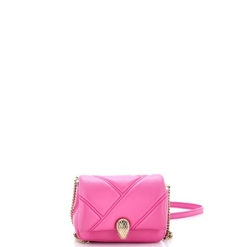 Pre-owned Bvlgari  Bvlgari Serpenti Cabochon Shoulder Bag Diagonal Quilted Leather Micro In Pink