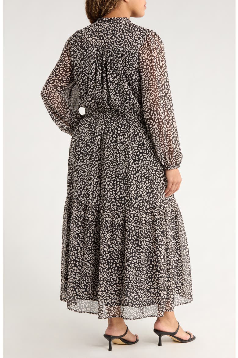 The Leyla Print Smocked Long Sleeve Maxi Dress, Alternate, color, BLACK DUNE CHEETAH