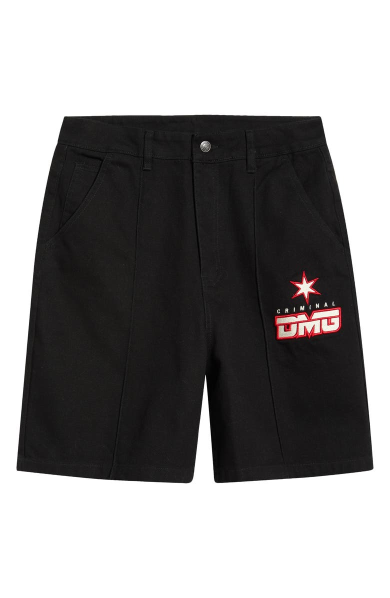 CRIMINAL DAMAGE Star Logo Cotton Shorts, Main, color, Black