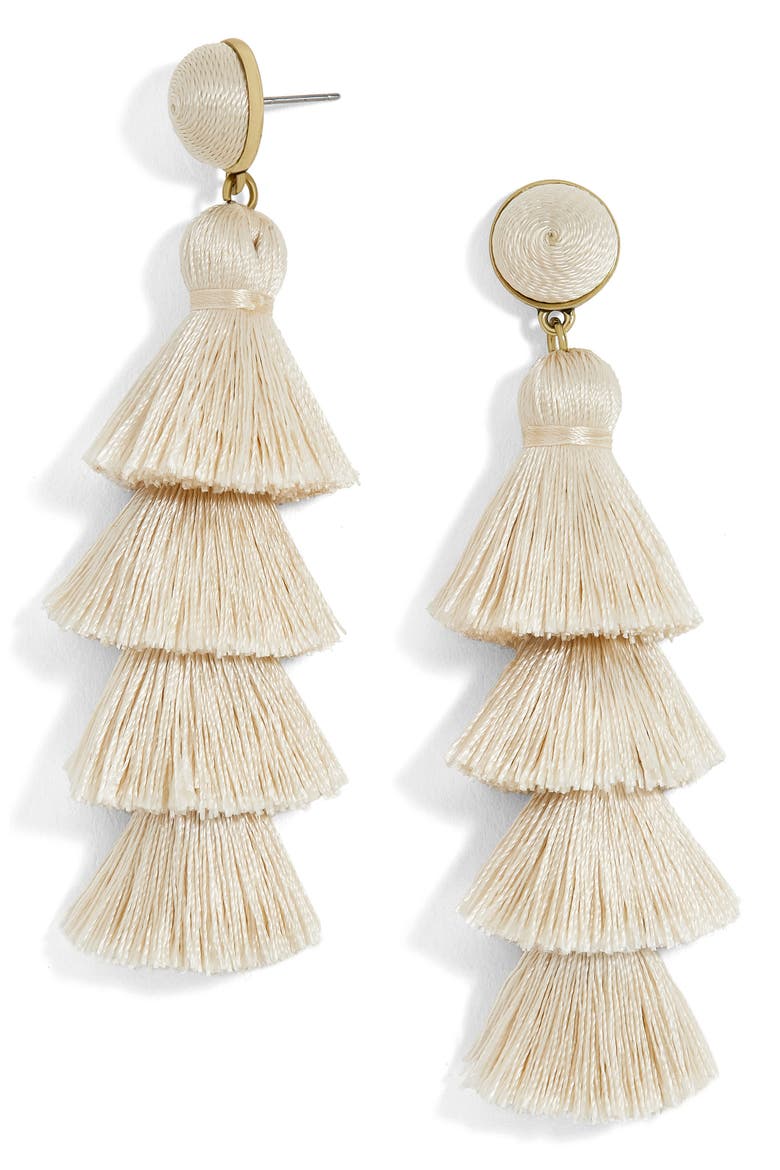 Gabriela Tassel Fringe Earrings, Main, color, CREAM