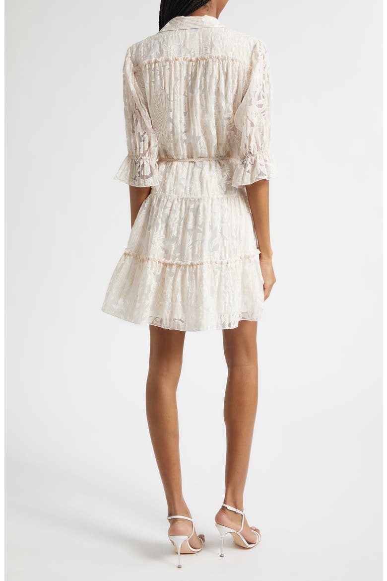 Rayla Floral Jacquared Tiered Shirtdress, Alternate, color, KHAKI MULTI