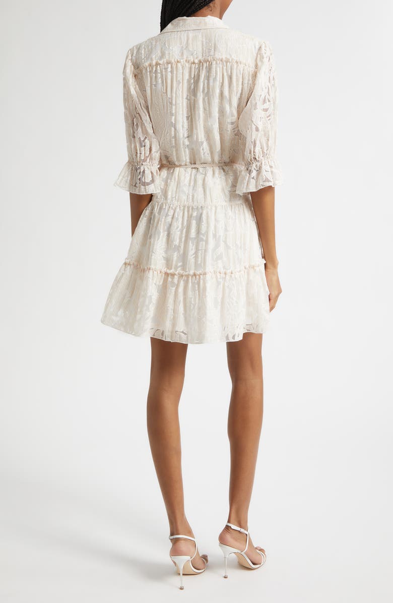 Cinq à Sept Rayla Floral Jacquared Tiered Shirtdress, Alternate, color, Khaki Multi