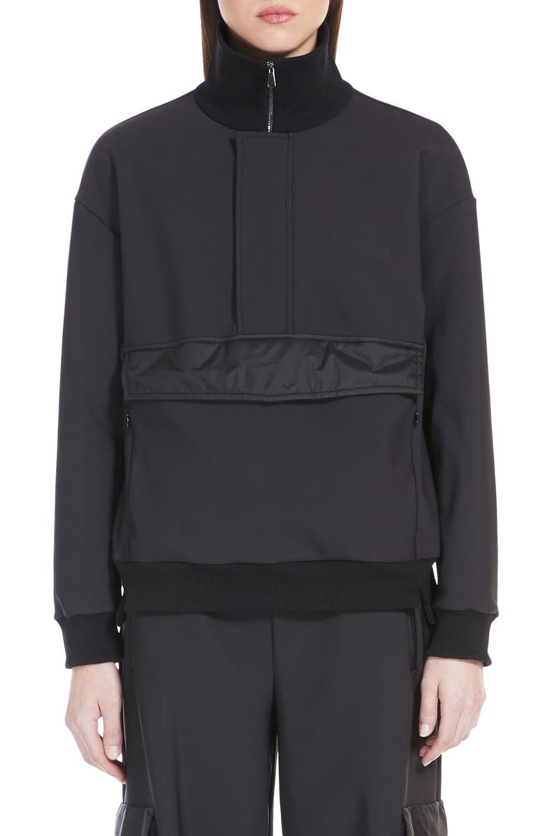 Max Mara Leisure Porfido Mixed Media Half-Zip Sweatshirt, Main, color, 