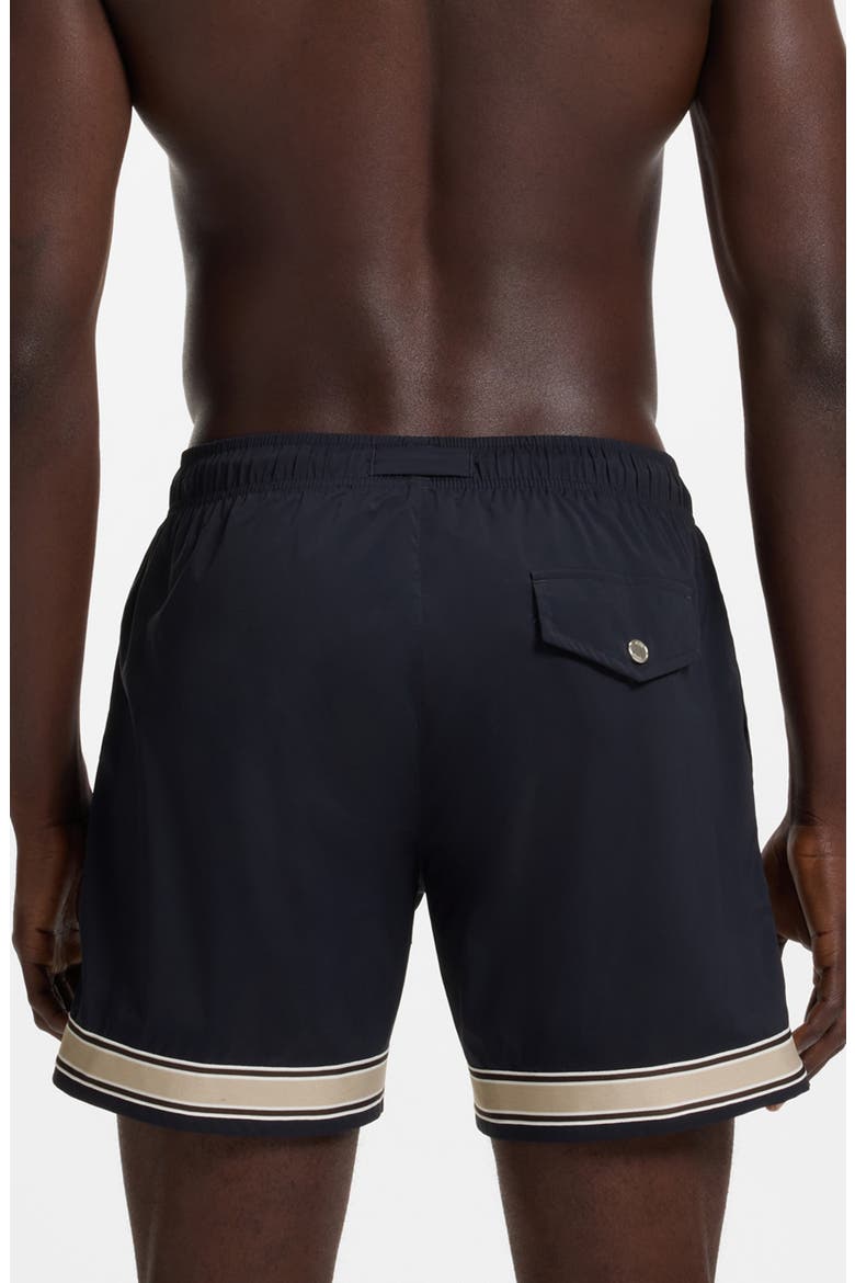 Resort Tape Swim Trunks, Alternate, color, DARK BLUE