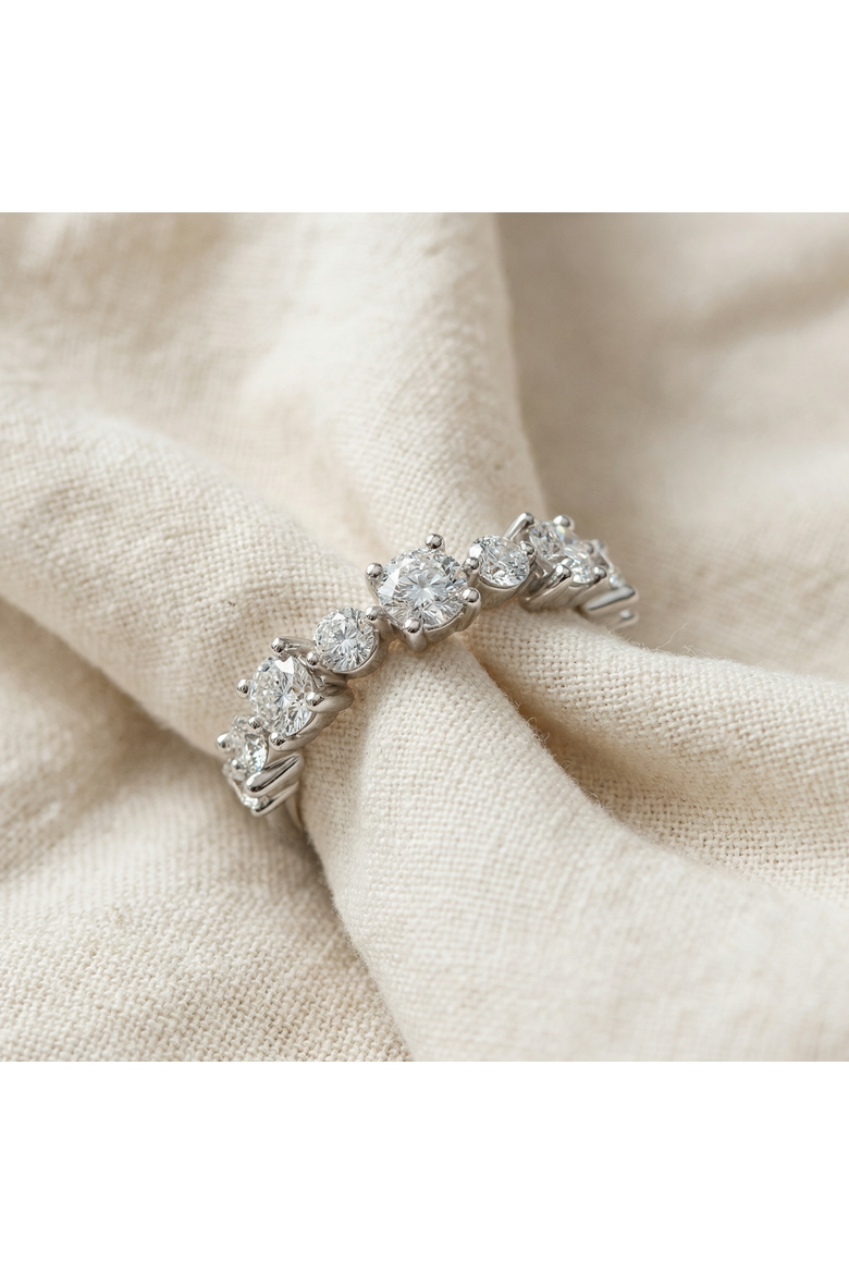 1.13Ct Natural Diamond Stackable Wedding Ring Gold 14k Gold, Alternate, color, 14k White Gold