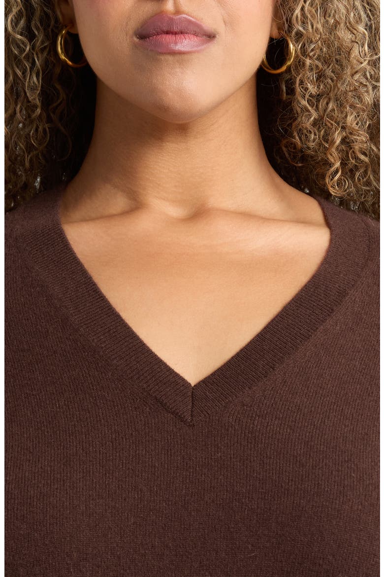 V-Neck Cashmere Sweater, Alternate, color, BROWN MOLE