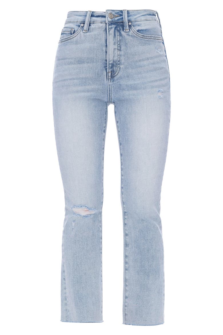 High Waist Raw Hem Ripped Straight Leg Jeans, Alternate, color, CAMBRIDGE