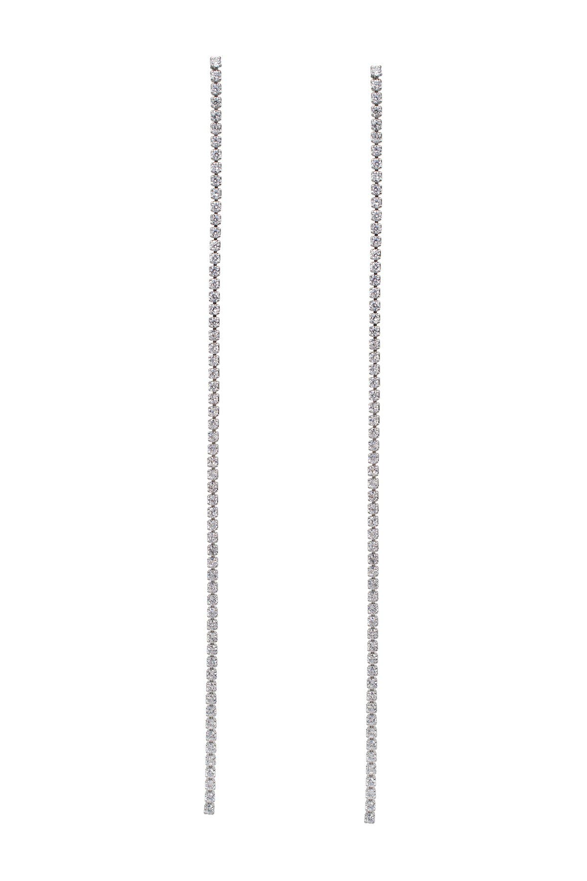 CZ by Kenneth Jay Lane Rhodium Plated Straight Line 6