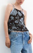 MANGO Floral Tie Strap Top
