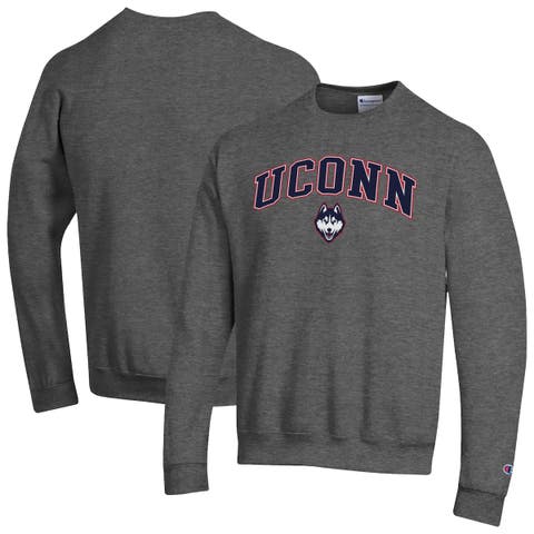 Men's Champion  Heather Charcoal UConn Huskies Arch Over Logo Pullover Sweatshirt