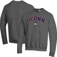 Champion Men's Champion Heather Charcoal UConn Huskies Arch Over Logo Pullover Sweatshirt