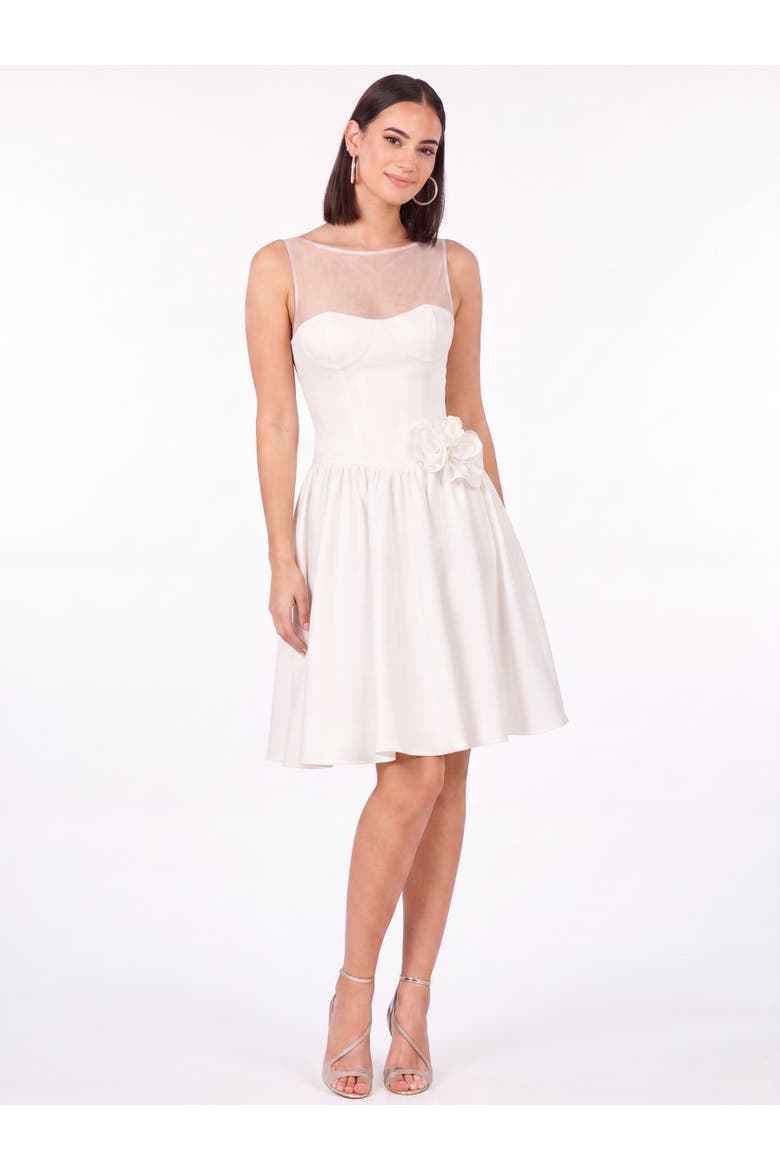 Beaded Faux-Wrap V-Neck Bridal Gown, Alternate, color, Ivory