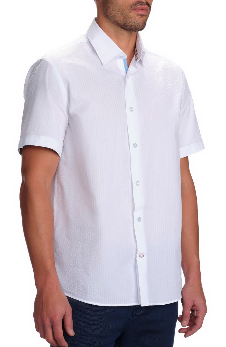 STUDIO GARNET LOS ANGELES Seaside Short Sleeve Cotton Seersucker Button-Up Shirt, Alternate, color,