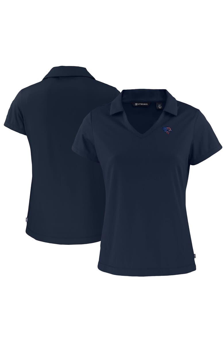 Cutter & Buck Women's Cutter & Buck Navy Jacksonville Jaguars Daybreak Eco Recycled V-neck Polo, Alternate, color,