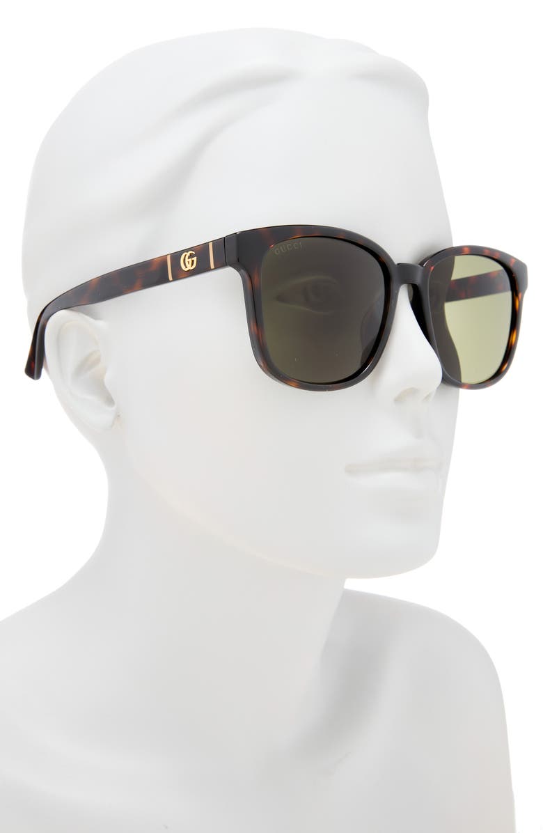 Gucci 56mm Square Sunglasses, Alternate, color, Havana Havana Green