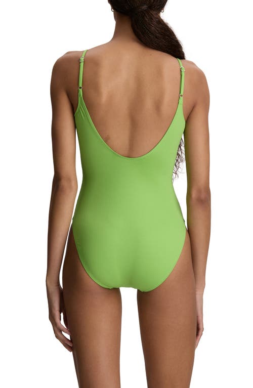 Polo Ralph Lauren Kennedy Low Back One-piece Swimsuit In Green