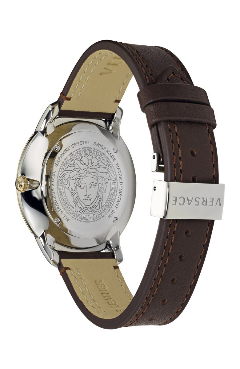 Versace Urban Leather Strap Watch, 42mm, Alternate, color,