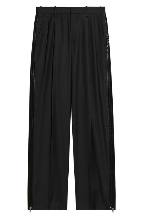 Helmut Lang Pleated Side Zip Wool Trousers In Black
