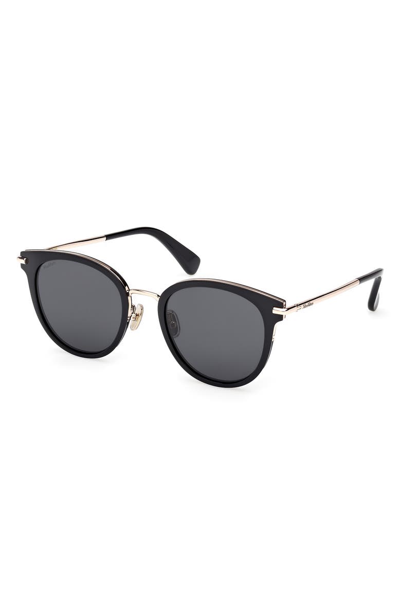 Max Mara 54mm Round Sunglasses, Alternate, color, Shiny Black / Smoke