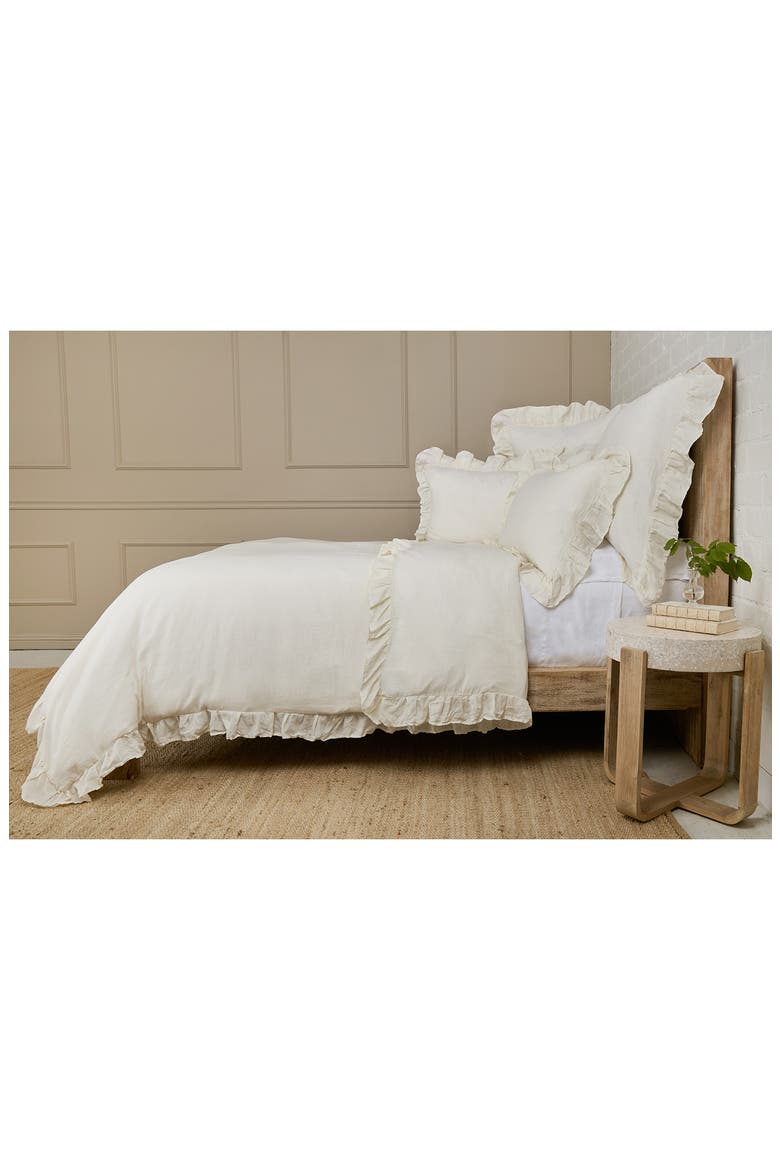 'Charlie' Linen Duvet Cover, Alternate, color, CREAM