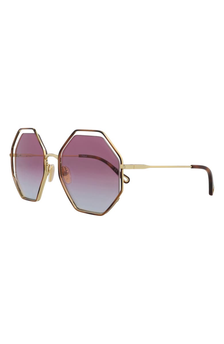 Chloé 58mm Gradient Octagon Sunglasses, Alternate, color, Havana Gold Violet