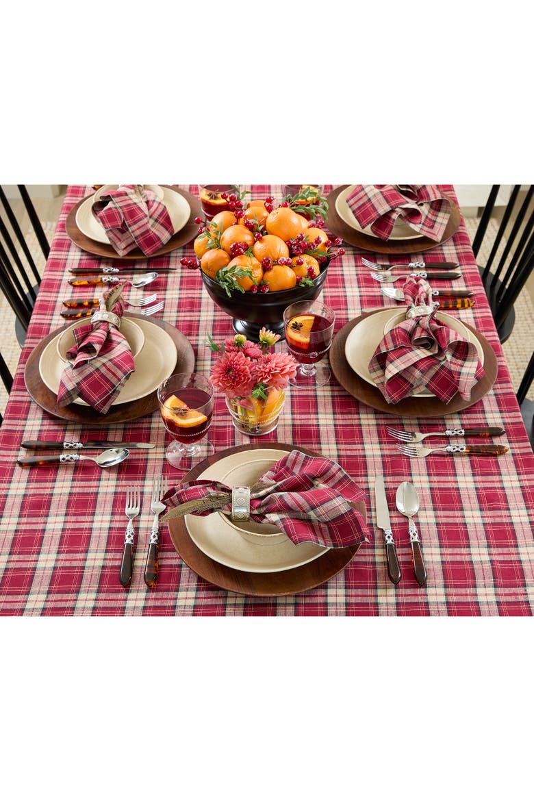Linen Tablecloth - Burgundy Plaid, Alternate, color, Burgundy