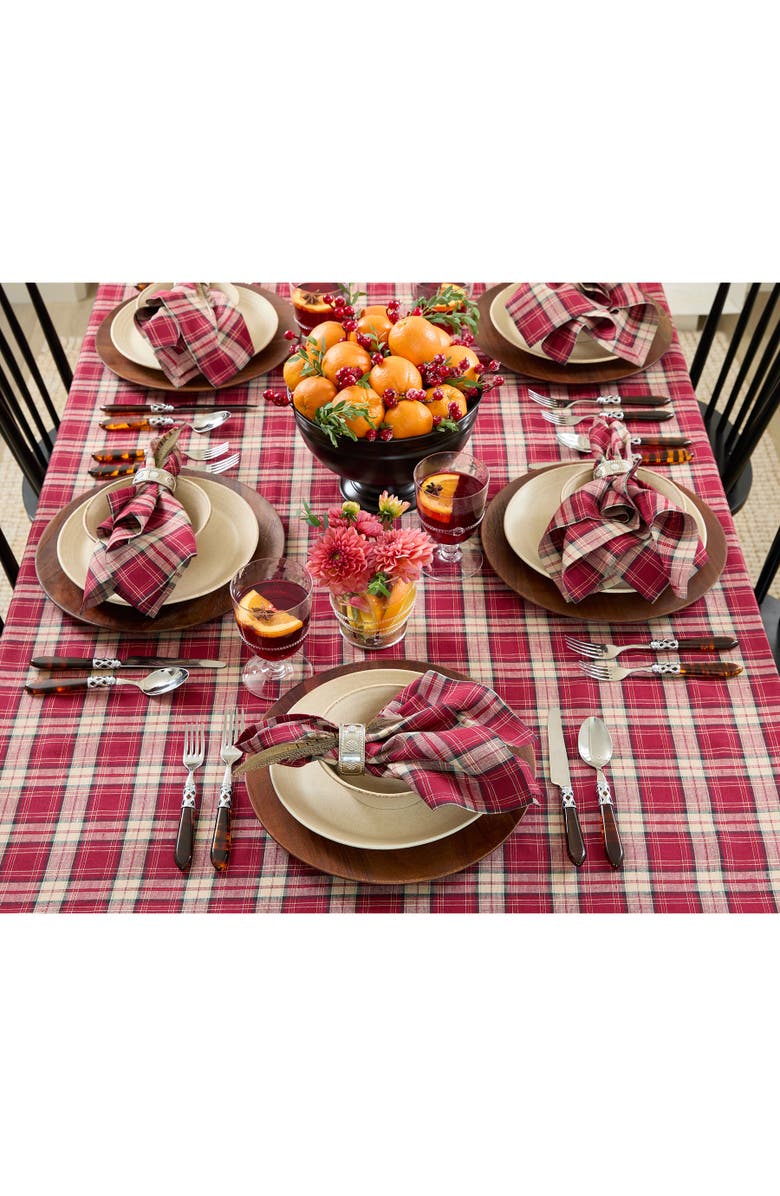 Solino Home Linen Tablecloth - Burgundy Plaid, Alternate, color, Burgundy