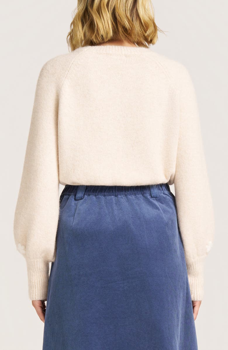 matty m. Daphne Floral Embroidery Sweater, Alternate, color, Heather Oatmeal