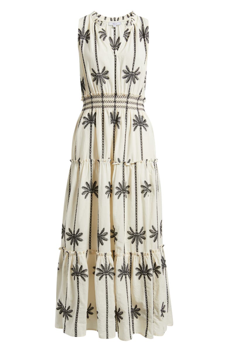 Rails Loulou Embroidered Sleeveless Cotton Maxi Dress, Alternate, color, Embroidered Palms