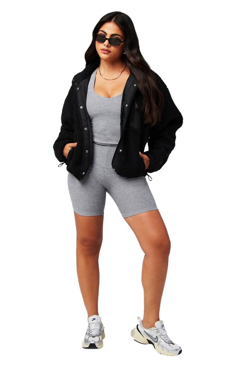 Fabletics Tahoe Teddy Jacket, Alternate, color, Black