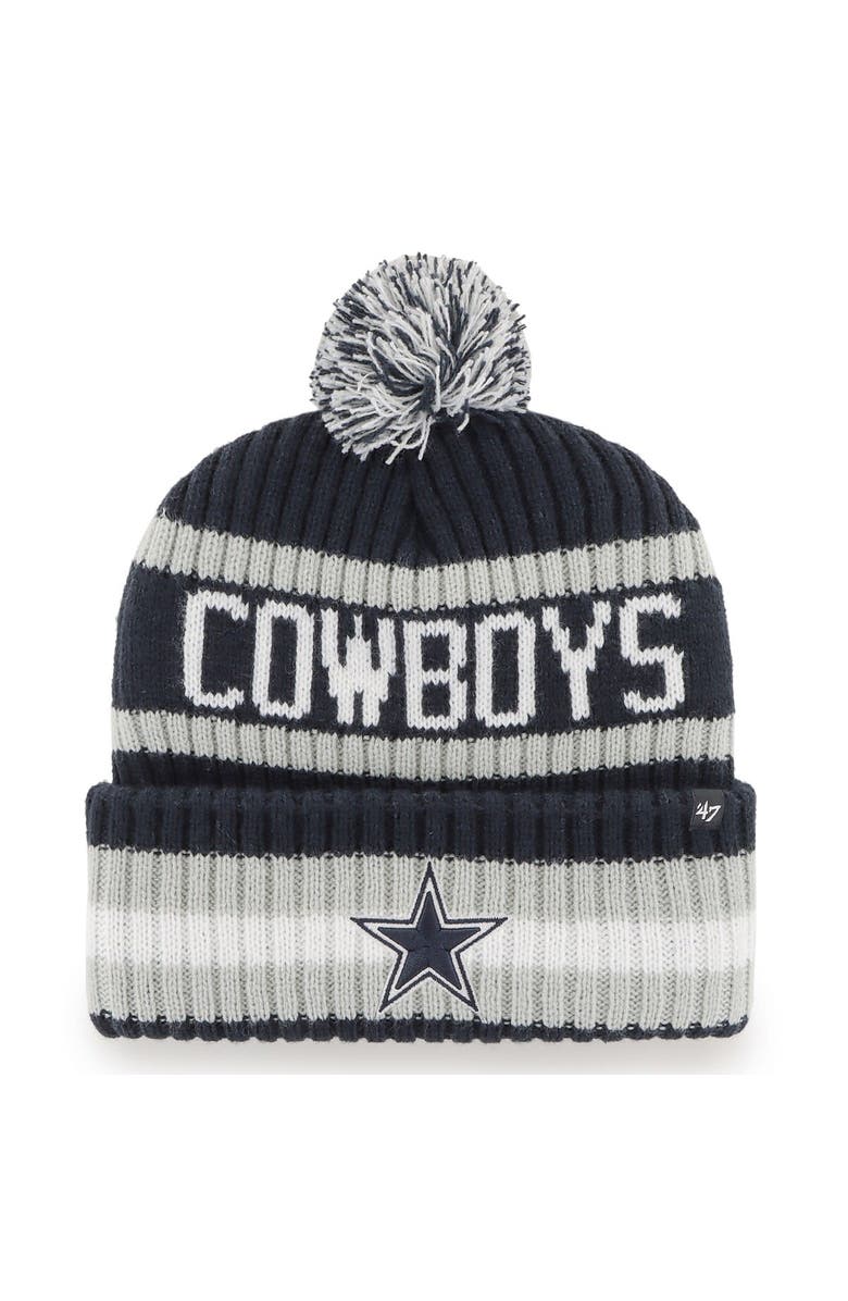 '47 Men's '47 Navy Dallas Cowboys Bering Cuffed Knit Hat with Pom, Main, color,