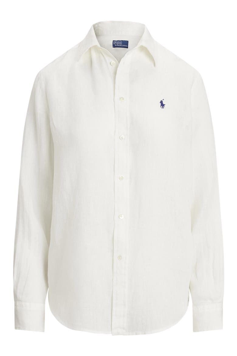 Classic Fit Linen Button-Up Shirt, Alternate, color, WHITE