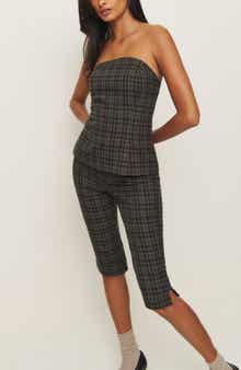 Reformation x Kacey Musgraves Steeplechase Plaid Strapless Top & Capri Pants Set