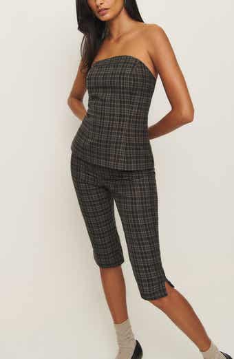 Reformation x Kacey Musgraves Steeplechase Plaid Strapless Top & Capri Pants Set