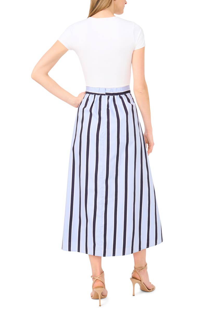 Vince Camuto Stripe Flare Midi Skirt, Alternate, color, Metro Blue