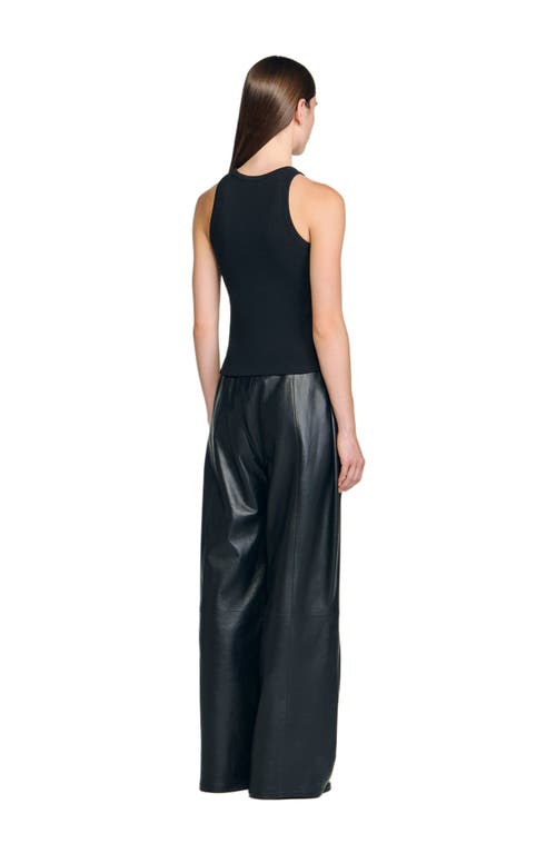 Sandro Jersey Tank With Rhinestones In Black