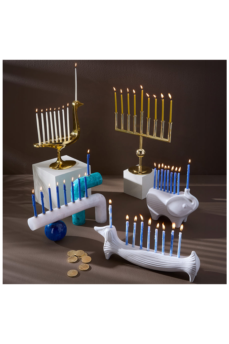 Elephant Menorah, Alternate, color, White