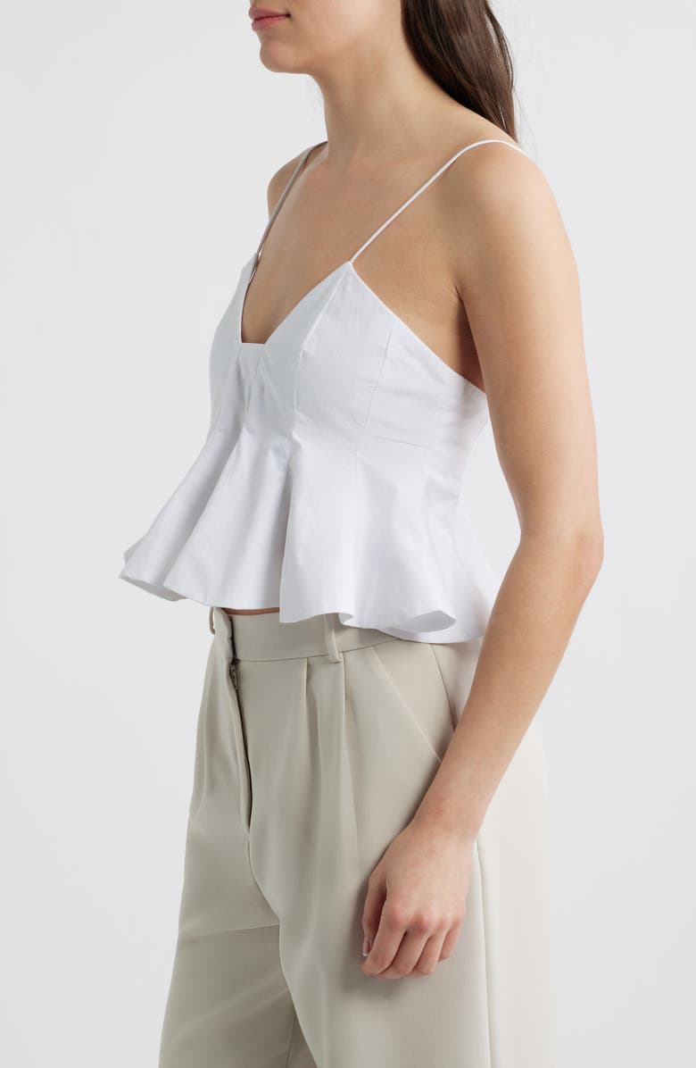 DELUC Azores Seamed Peplum Cotton Top, Alternate, color, Off White