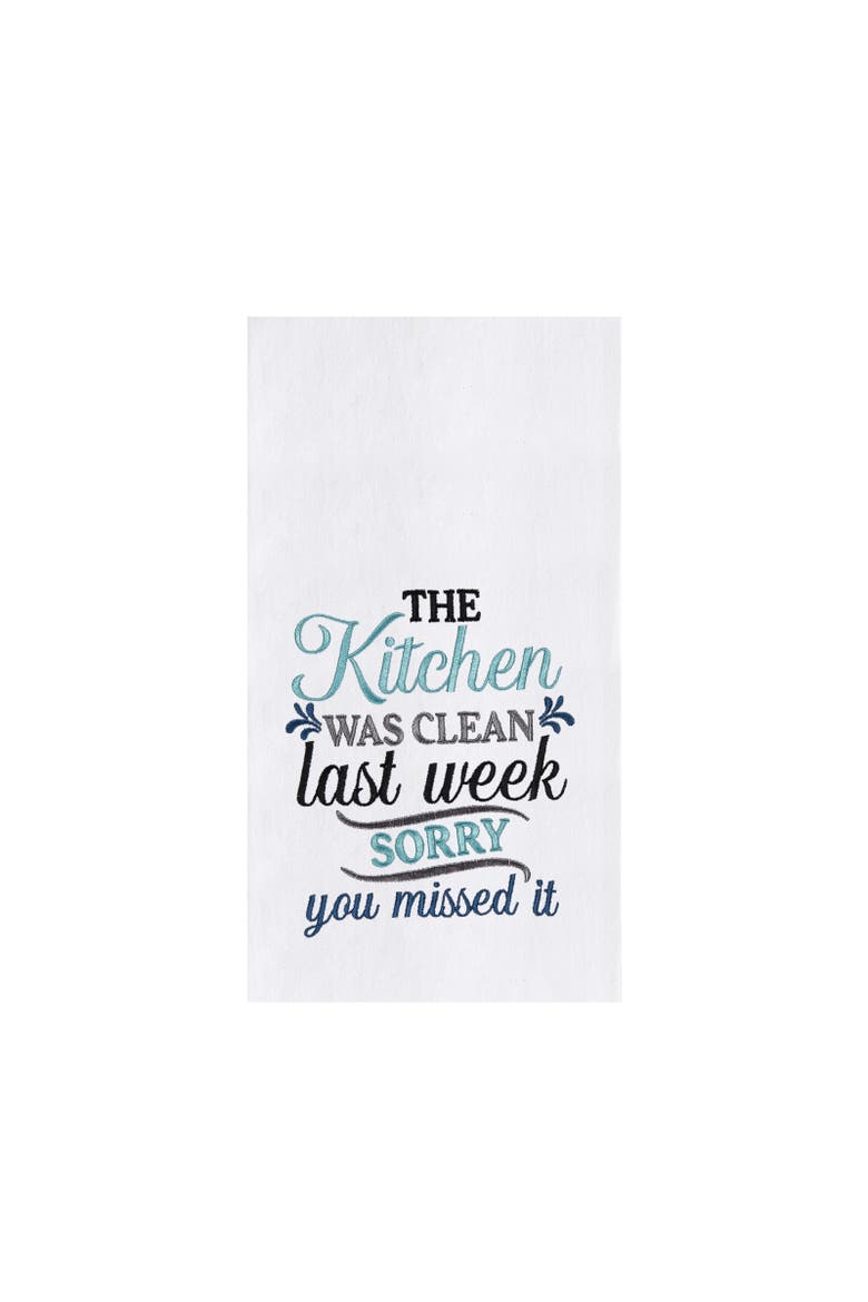 Kitchen Was Clean Funny Phrases Embroidered Towel, Main, color, Blue