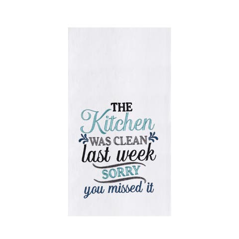 Kitchen Was Clean Funny Phrases Embroidered Towel