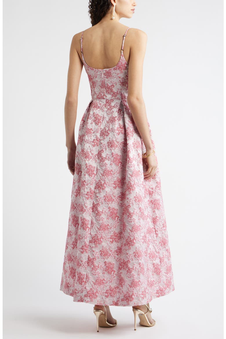 Seamed Bodice Jacquard Gown, Alternate, color, PINK MULTI BROCADE
