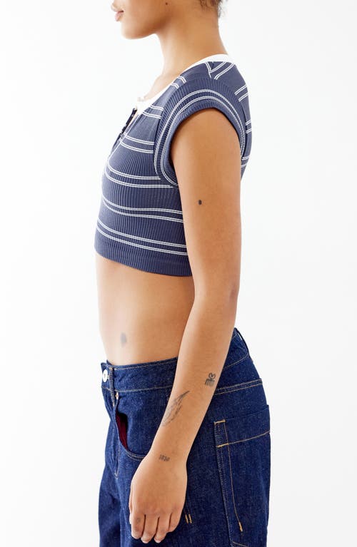Bdg Urban Outfitters Going For Gold Stripe Crop Top In Navy Stripe