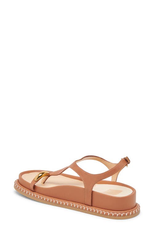 Dolce Vita Women's Stefan Toe Ring Thong Jewelry Footbed Flat Sandals In Saddle Leather