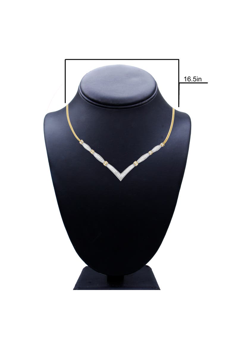 14K Yellow and White Gold 3.00 Cttw Diamond "V" Shape Statement Necklace, Alternate, color, YellowWhite