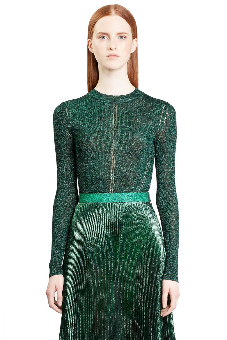 Knit Metallic Sweater, Alternate, color, OLIVE