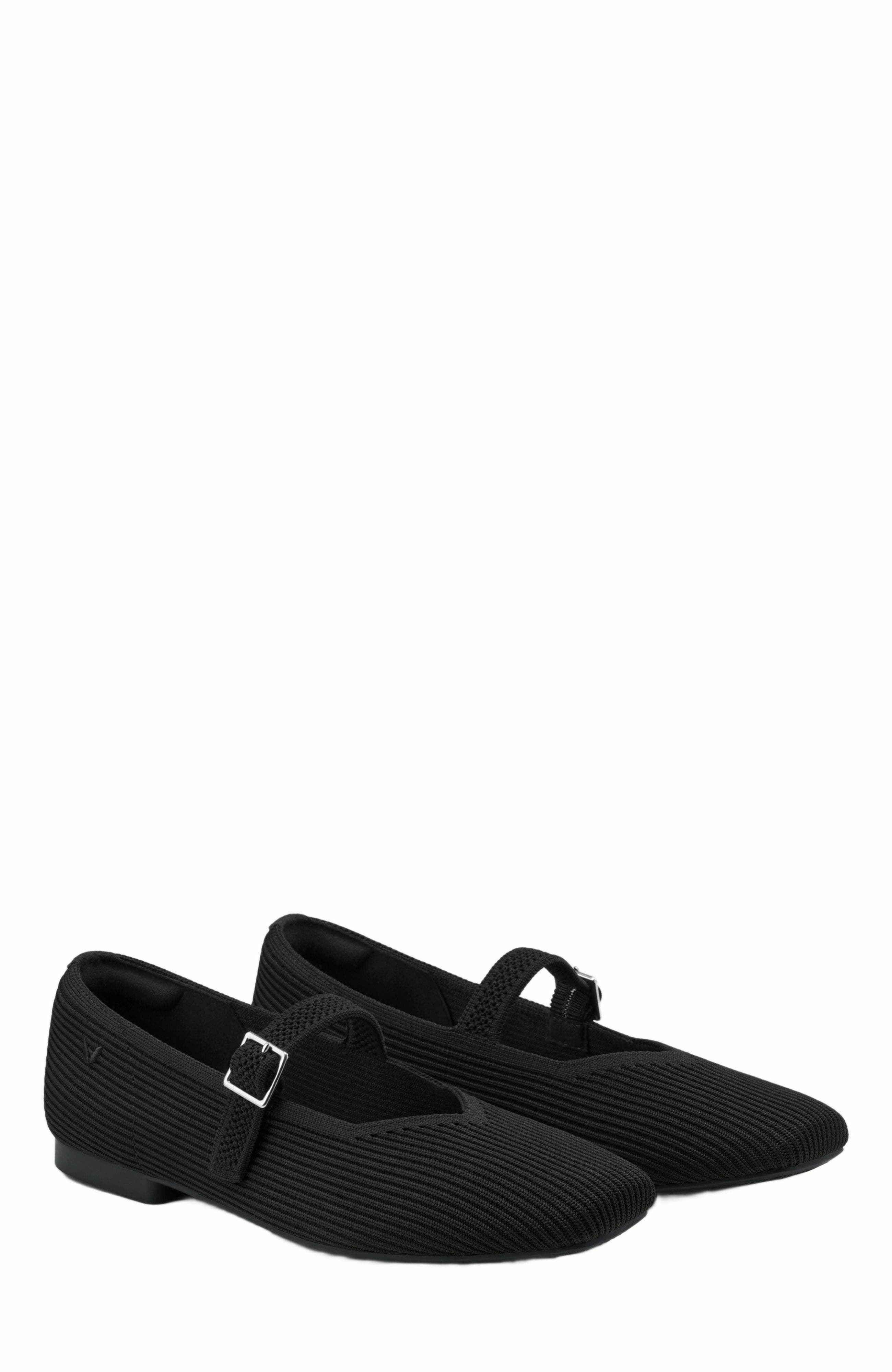 VIVAIA Margot Mary-Jane Square-Toe Ballet Flats, Main, color, Black