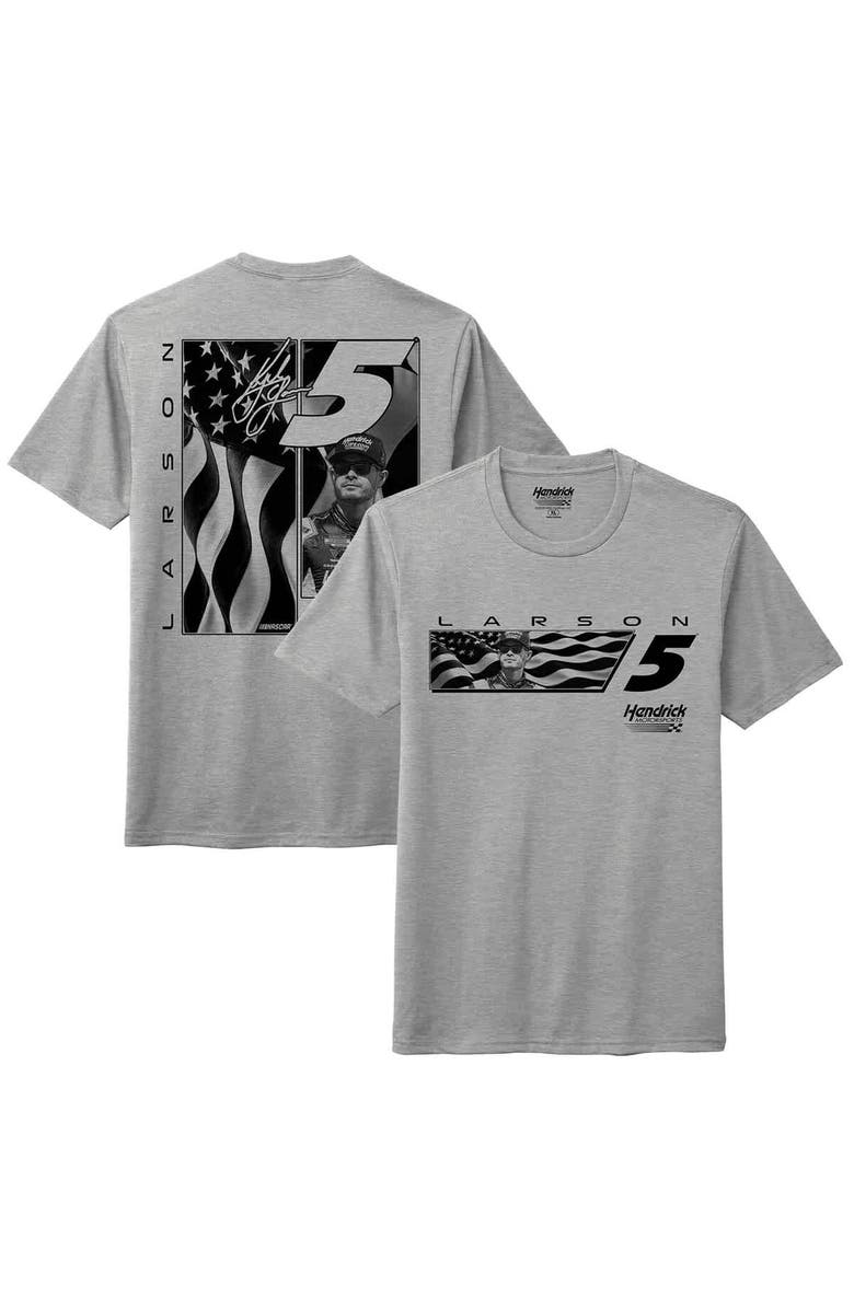 HENDRICK MOTORSPORTS TEAM COLLECTION Men's Hendrick Motorsports Team Collection  Heather Gray Kyle Larson Flag Tri-Blend T-Shirt, Main, color, Heather Gray