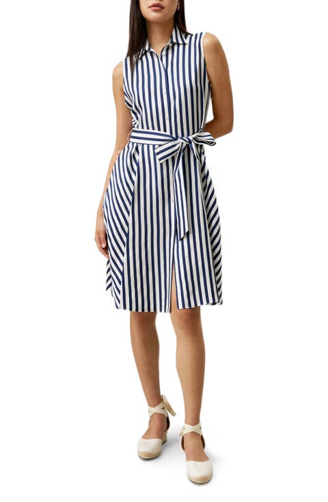 Silk Striped Sleeveless Dress